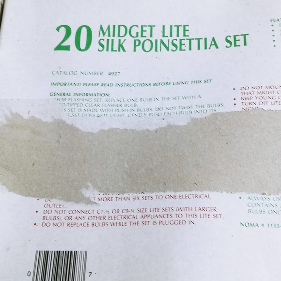 Vintage Noma Midget Lite Silk Poinsettia Set 20 Lights 34ft (hsu) - Picture 10 of 10